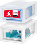 IRIS USA 2-Pack, 6 Qt. Small Stacking Drawer Storage Organizer, White | Keep craft supplies, accessories, office items, and small essentials organized around your home for easy everyday storage