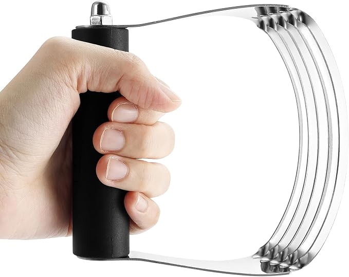 Spring Chef Stainless Steel Dough Blender & Biscuit Cutter Set for Baking | Heavy Duty Large Pastry Blender with Soft Grip Handle & Professional Cookie Cutter Set of 4, Dishwasher Safe, Black
