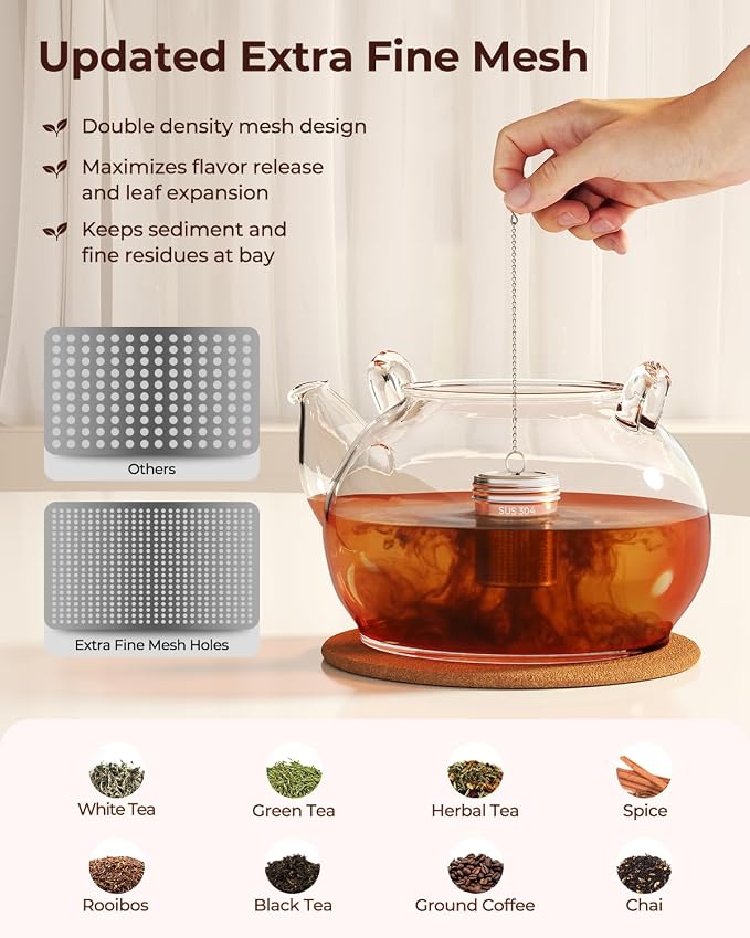 2 Pack Reinmoson Large Tea Infuser for Loose Tea & Spice Ball for Cooking | 2.1” x 2.9” Extra Fine Mesh Large Tea Strainers, 304 Stainless Steel Loose Leaf Tea Steeper for Black Tea, Rooibos, etc