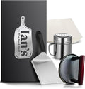 IAN's Smash Burger Press Kit - Cast Iron Burger Press (6.5 in), Smash Burger Spatula, Patty Pakers & Seasoning Shaker - Griddle, Flat Grill, Hibachi Accessories - Gifts for Dad