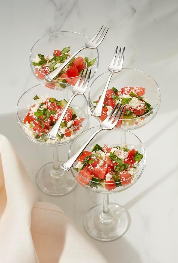 Lenox Portola Cocktail Forks Silverware Set for 4, Flatware | 18/10 stainless steel, mirror finish | set for 4 | appetizer and cocktail party flatware gift, gift for women