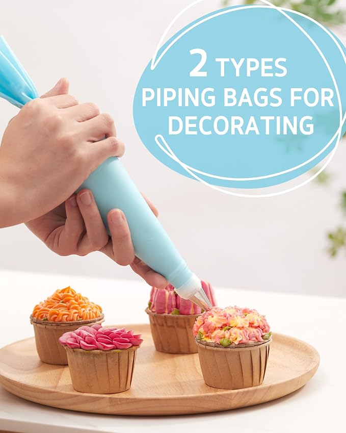 Syntus 65 PCs Cake Decorating Kit with Cake Stand, Cake Baking Supplies | 31 Piping Bags, 24 Piping Tips, Offset & Straight Spatulas, 3 Scrapers, Leveler, 2 Couplers & 1 Tips Brush
