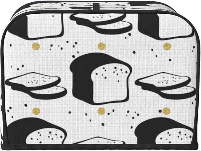 Toaster Cover 4 Slice with Cartoon Toast Pattern Dustproof Bread Maker Cover Fingerprint Bakeware Protection Wide Slot Toaster Bag Reusable Kitchen Small Appliance Cover