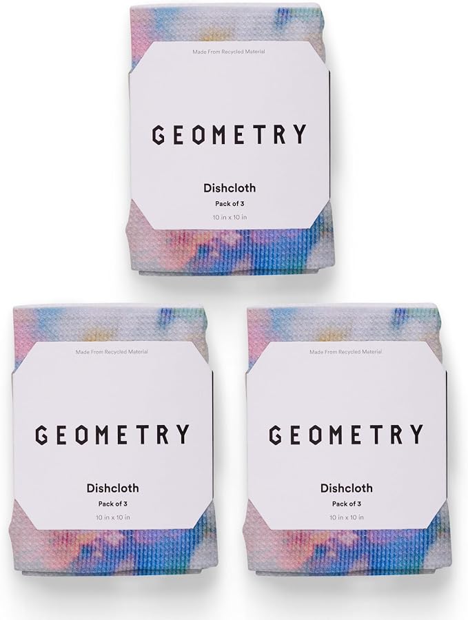 GEOMETRY Kitchen Dish Cloths - Spring & Summer Collection - Premium Dishcloths with Geoweave - Absorbent & Fast Drying Kitchen Towels - Soft Floral, 10" x 10" - 3-Pieces