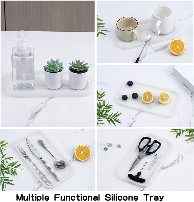 MicoYang Silicone Kitchen Sink Organizer Tray for Multiple Usage,Easy Clean Sponges Holder for Kitchen Bathroom Counter or Sink,Dish Soap Dispenser,Scrubber,Bottle,Cup Translucent 10”x 5.3”
