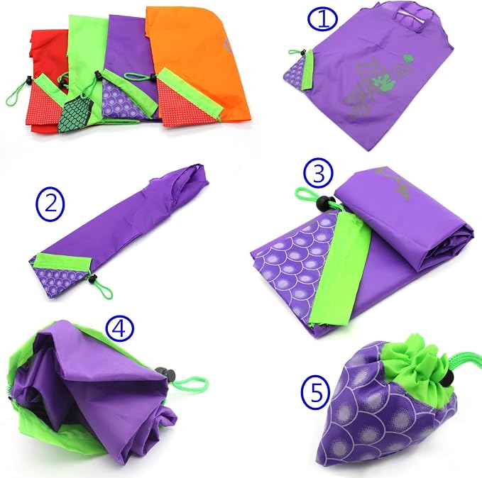 20Pack Reusable Shopping Bags Bulk Foldable Portable Reusable Grocery Bags | Lightweight Polyester Grocery Shopping Tote Bag,Reusable Grocery Bags Foldable Machine Washable Shopping Bags(Fruit)