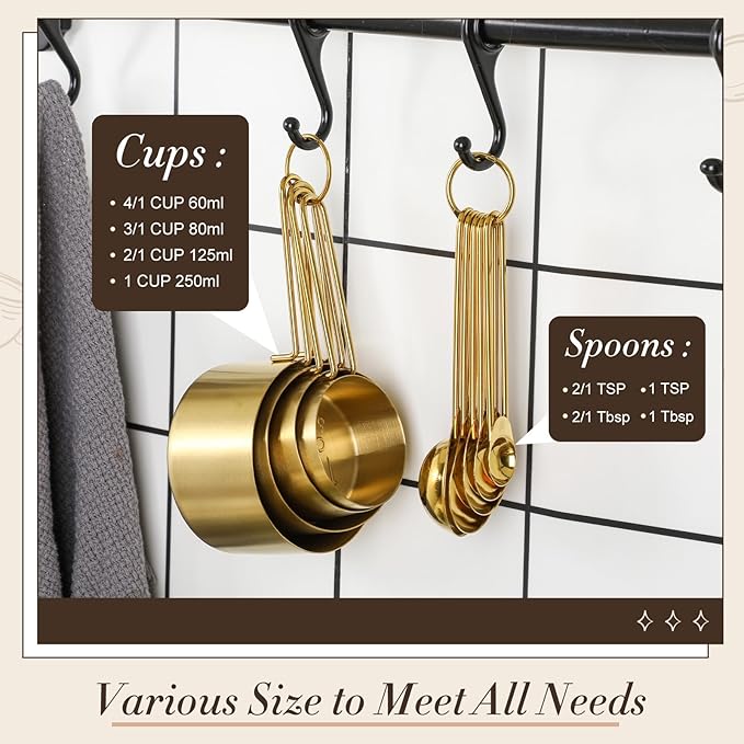LemonRoad 10 Pcs Gold Kitchen Accessories Set, Includes Gold Mixing Bowls with Airtight Lids, Stainless Steel Colander, Grater Slicer, Lemon Squeezer, Peelers, Egg Whisk, Measuring Cups and Spoons