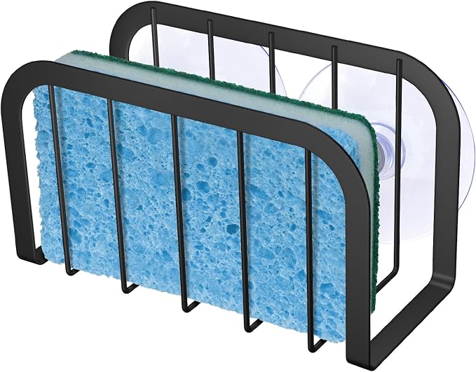 Sponge Holder for Kitchen Sink,Kitchen Sink Caddy with Sponge Holder-Black