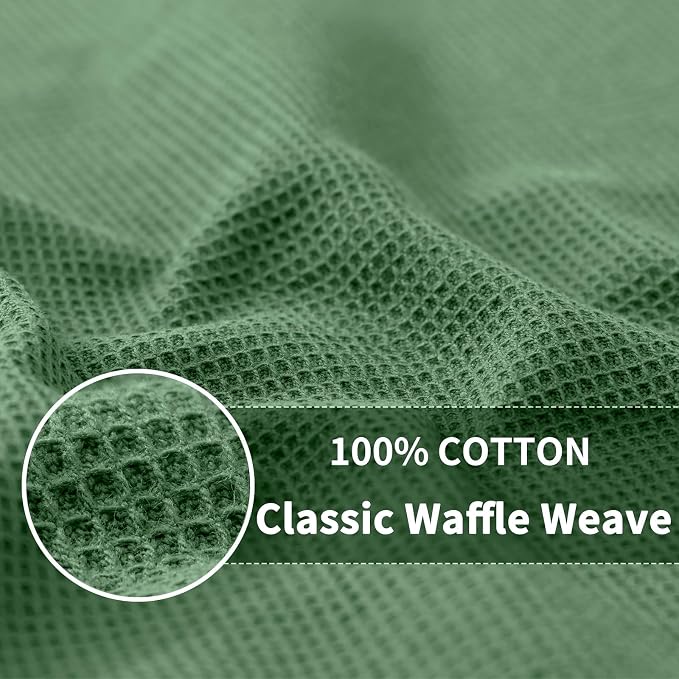 Homaxy 100% Cotton Waffle Weave Kitchen Towels, 4 Pack, Grass Green | Soft and Absorbent Dish Towels, 16 x 26 Inches Quick Dry Hand Towels
