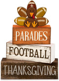 Lineshading 4 Pcs Thanksgiving Football Block Signs Wooden Farmhouse Decor | Rustic Turkey Design, Tiered Tray Decor, Tabletop Centerpiece, Seasonal Display, Gift for Fall Football Gatherings