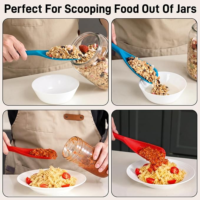 3 PACK Silicone Cooking Spatula & Spoon for Nonstick Cookware, BPA-Free | Multifunction Spoonula for Baking, Cooking, Serving, Mixing, Stirring, Scoop, Scrape - One-Piece Formed, Dishwasher Safe