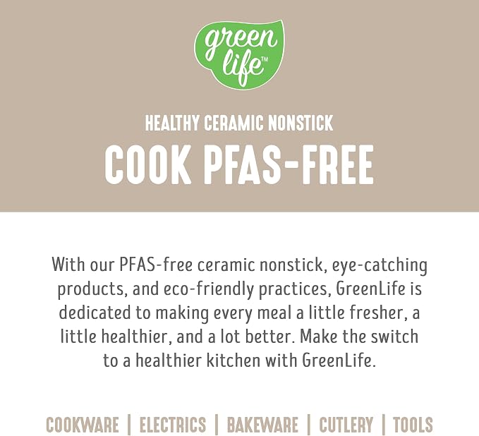GreenLife 6QT Ceramic Nonstick Stockpot with Glass Straining Lid, Taupe | PFAS-Free Ceramic Nonstick Coating, Large Cooking Pot, Soup Pan, Stay-Cool Handles, Dishwasher & Oven Safe up to 350F