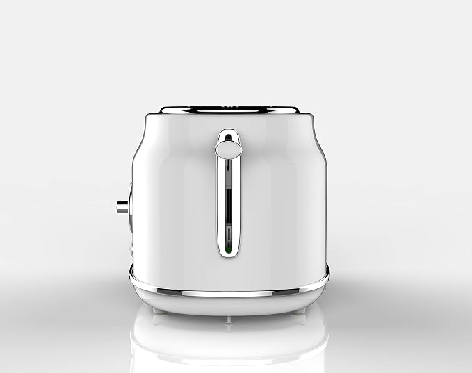 CULINARY CHEF, 2 Slice Toaster, Retro Style, Wide Slot for Bread, English Muffins, Croissants, and Bagels, 6 Adjustable Toast Settings, Cancel and Defrost, 900w, White