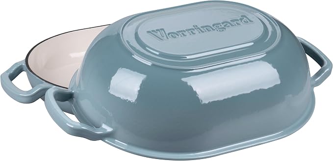 VORRINGARD Enameled Cast Iron Sourdough Bread Oven, Dutch Oven, Loaf Cast Iron Bread Pan for Homemade Bread Baking, Meatloaf Pan with Lid, 7QT, Sea Salt