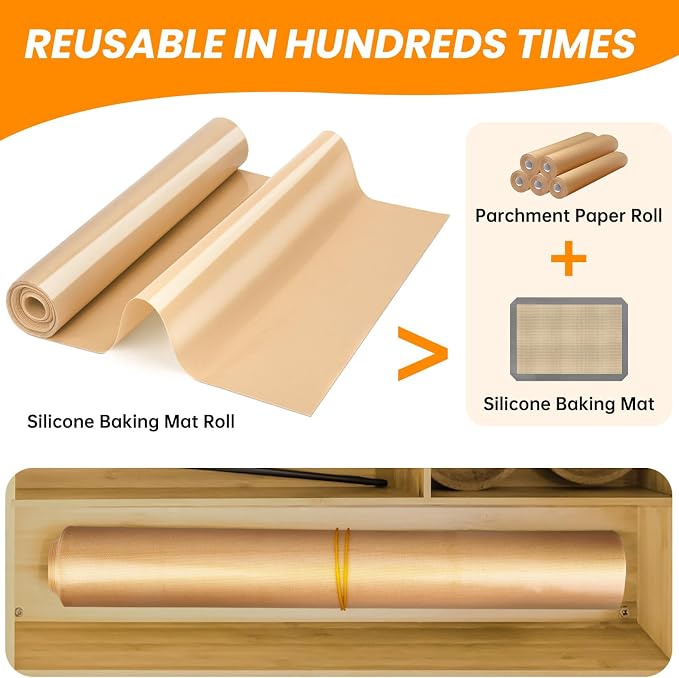 Silicone Baking Mat Roll, Sub Roll Mats,Non-slip Silicone Pastry Mat, Silicone Mat for Kitchen Counter, Non-Stick Reusable Air Fryer Linner, Oven Mat Oven Liner, Freeze Dryer Mat