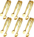 6PCS Mini Serving Tongs, 4Inch Rose Stainless Steel Sugar Cube Tong, Sliver Small Ice Tongs for Tea and Coffee Party, Appetizers, Desserts by Sunenlyst (6PCS Gold)