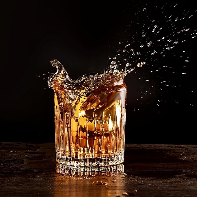 GLASKEY Whiskey Glasses Set of 4,Lead-Free Crystal Old Fashioned Glass,300ml Rocks Glass Tumblers for Drinking Bourbon,Cognac,Irish Whisky,Whiskey Gifts for Men