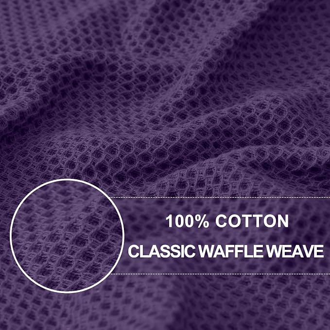 Homaxy 100% Cotton Waffle Weave Kitchen Dish Towels 12-Pack, Eggplant | 13 x 28 Inches, Ultra Soft Absorbent Dish Towels, Quick Drying Cleaning Towels