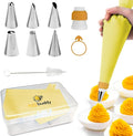 Deviled Egg Piping Tool – Reusable Piping Bag and Tips Set, 9 Piece Silicone Piping Bag Decorator & Filler Kit for Perfect Party Appetizers (Yolk Yellow)