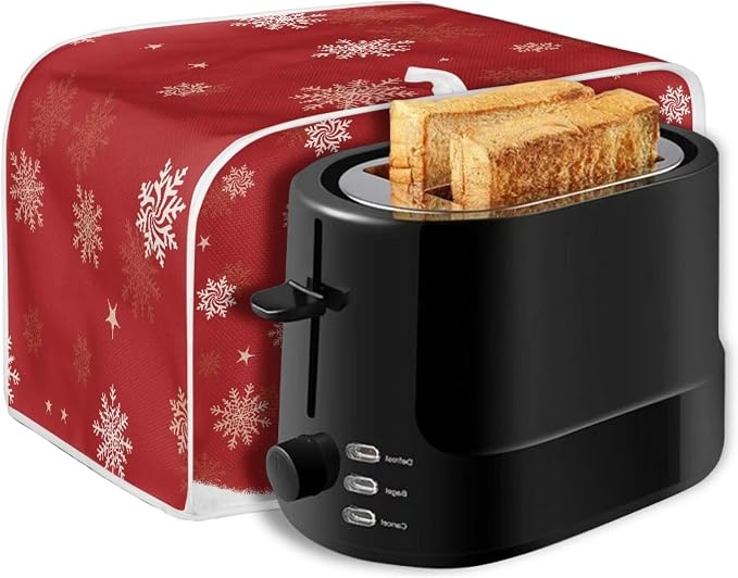 Christmas Toaster Cover 2 Slice Dustproof Toaster Bread Maker Cover Small Kitchen Appliance Fingerprint Protection Kitchen Decor, Snowman Print