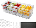 VEVOR Chilled Condiment Server Caddy, 5 Compartment Ice Cooled Serving Container, Plastic Fruit Garnish Tray Platter with Lid, for Taco Salad Bar Accessories, Party Home Restaurant Supplies