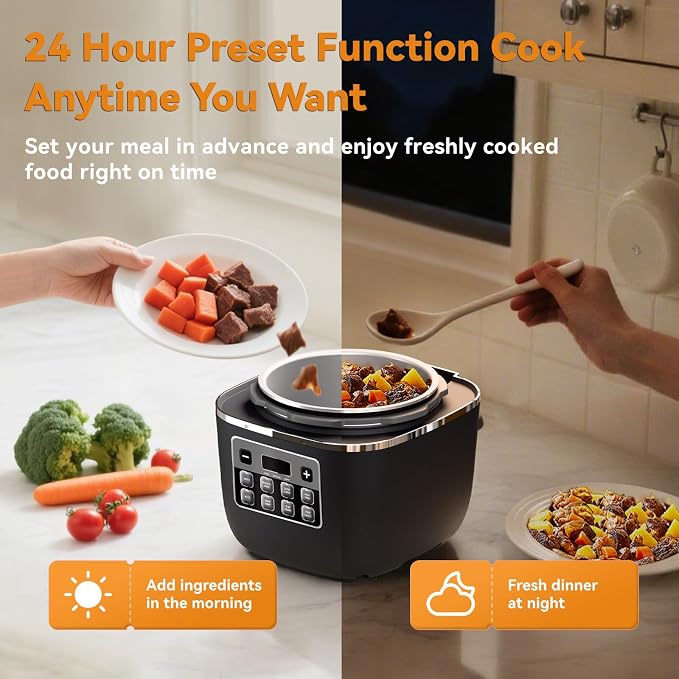 Fullwill Electric Pressure Cooker Lite, Slow Cooker, Rice, Sauté, Warmer, Olla de Presion Nonstick Pot 3 Quarts