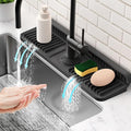 17.7'' Folding Faucet Mat for Kitchen Sink Splash Guard[7° Slope Fast Self-draining][Snap Lock Fit] Kitchen Sink Faucet Mat Splash Guard Kitchen Sink Area Water Splash Guard Behind Faucet Draining Mat