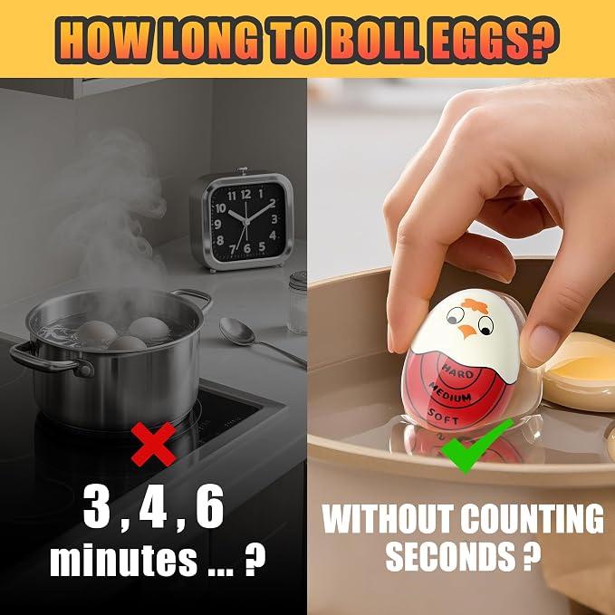 FOREV Egg Timers for Hard Boiled Eggs Timer, Red 2pcs | BPA-Free, Color Changing Tells When Eggs are Ready