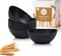 Cereal Bowls Sets of 6, Unbreakable & Lightweight Wheat Straw Bowls 26oz, Alternative to Plastic Bowl for Soup, Fruit, Salad, Microwavable Bowl for Kitchen, Camping, RV, Party - Black