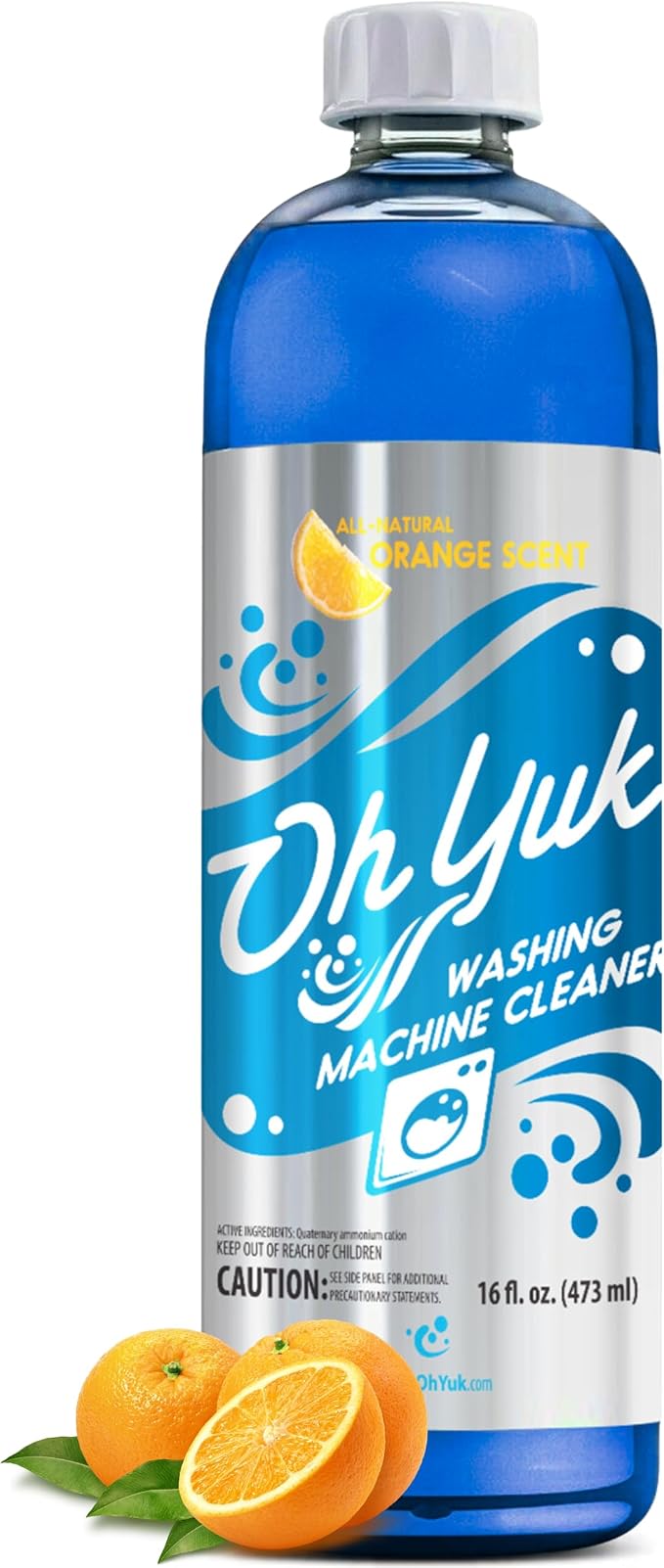 Oh Yuk Washing Machine Cleaner for HE & Non-HE Washers, Septic Safe, 16oz | Cleans Top & Front Load Washers, 4 Cleanings per Bottle, Removes Odor-Causing Buildup, Natural Citrus Scent, Septic Safe