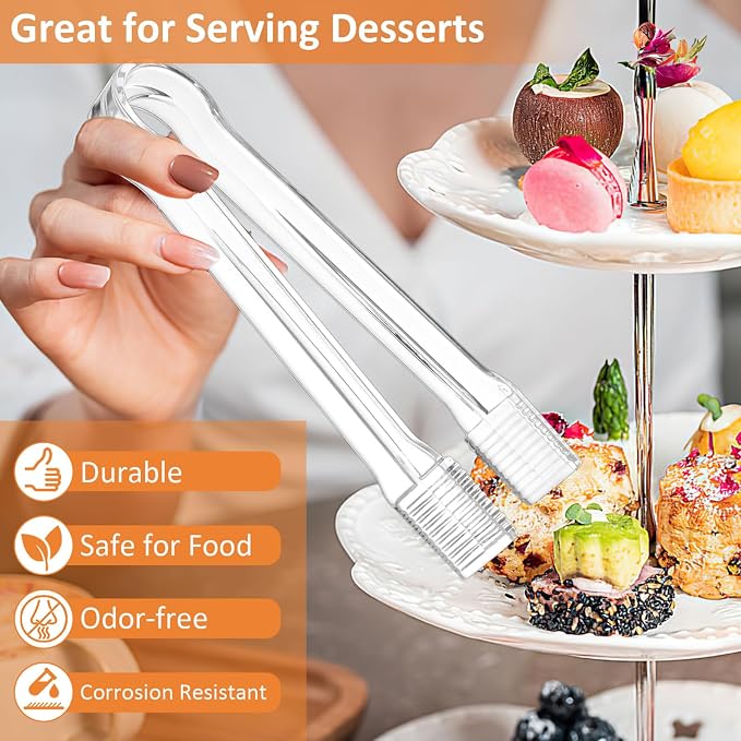 PEASUG 30 PCS Plastic Serving Tongs, Disposable Plastic Tongs | Clear Kitchen Small Serving Utensils for Serving for Party Food Buffet Appetizer Salad Catering Ice, 6.3 Inches