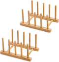 Bamboo Dish Drying Rack for Kitchen Counter & Cabinet (4 Slots) | Detachable Dish/Book/Plate/Bowl/Cup/Cutting Board/Pot Lid Organizer for Kitchen, Living Room, Study, Display Cabinet