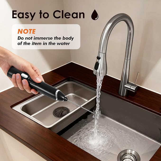 Rechargeable Milk Frother with Stand,Coffee Frother,Drink Mixer（Black) | Rechargeable Mixer Wand, Electric Whisk for Protein Powder, Lattes, Cappuccino,Matcha, 3 Variable Speeds 3 Whisks