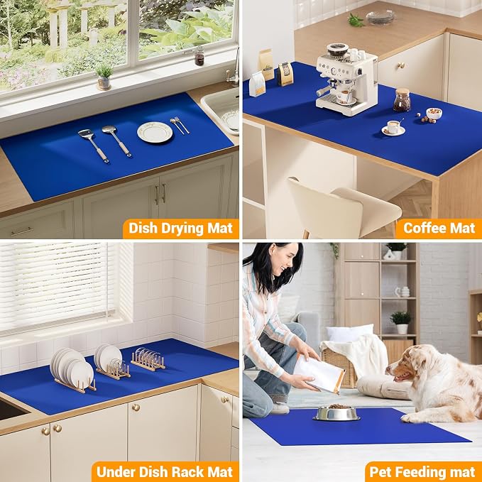 Silicone Protector Mat 47x24 Inch,Blue | 1.3mm silicone mat, heat resistant, non-slip & waterproof. Ideal for baking, painting, resin, welding and table protection.