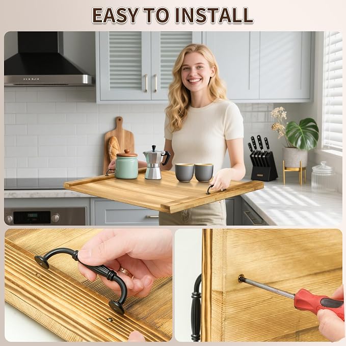 Gas Stove Top Cover with Handles, Wooden Noodle Board for Electric Gas Stovetop, 30 x 22 Inches, Light Brown