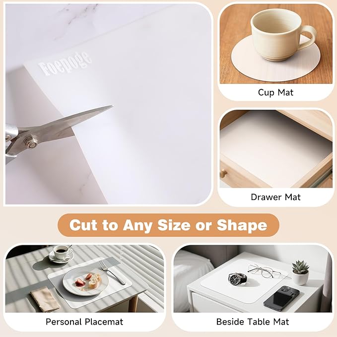 49.2" x 15.7" Large Silicone Mat for Kitchen Counter Protector, Cuttable | Silicon Countertop Protector Mat Heat Resistant Mats for Countertop, Cut to Fit Placemat Ship Roll by Foepoge, Translucent