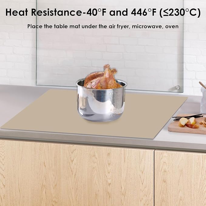Extra Large Silicone Mat, Kitchen Counter Mat Placemats for Kids Silicone Mats for Countertop, Nonstick Silicone Table Mat for Pastry Crafts Baking Heat-Resistant Silicone Pad, 27.6'' x 19.7'' 1 Pack