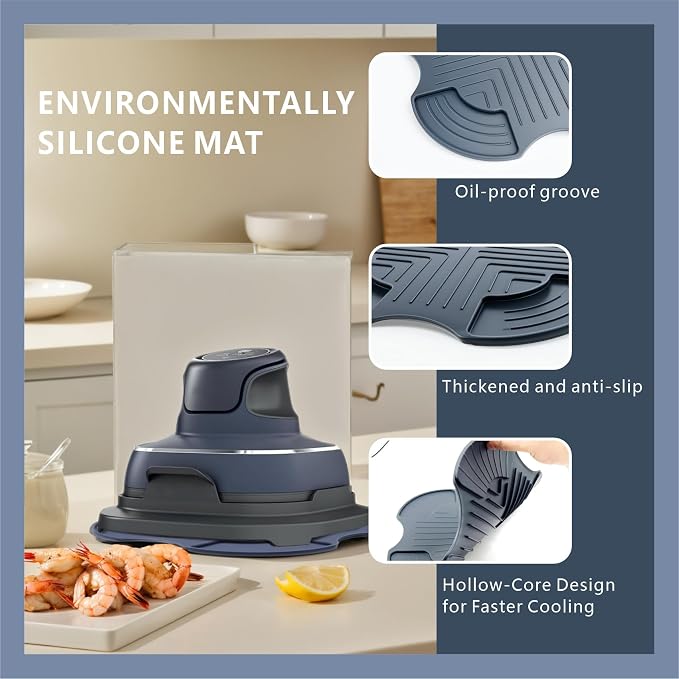 Silicone Heat Resistant mat for Ninja Crispi Air Fryer,Heat-Insulating Accessories Compatible with Ninja crispi FN101 containers,Kitchen Air Fryer Trivet (Cyberspace)