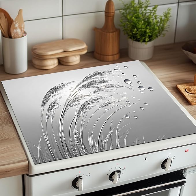 HOMETITUTE Stove Top Cover 28x20 Silver Reed Dew Diatomite Mat