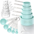 16PCS Measuring Cups and Spoons Set, Measuring Spoon Set with Metric and US Measurements, Fits for Measuring Dry and Liquid (Green)