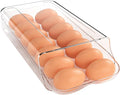 theaoo Egg Holder for Fridge, Automatic Rolling Egg Container, Clear, 1Pack | Quick Removable Inner Tray For Easy Egg Loading. Stackable Egg Dispenser For Refrigerator Storage and Organization