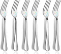 Dinner Forks, Set of 6 Top Food Grade Stainless Steel Silverware Forks, Flatware Set,8 Inches, Mirror Finish & Dishwasher Safe, New Apartment Essentials Cutlery Set