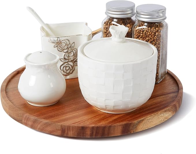 12-inch Acacia Wood Lazy Susan Organizers,Lazy Susan Turntable for Cabinet