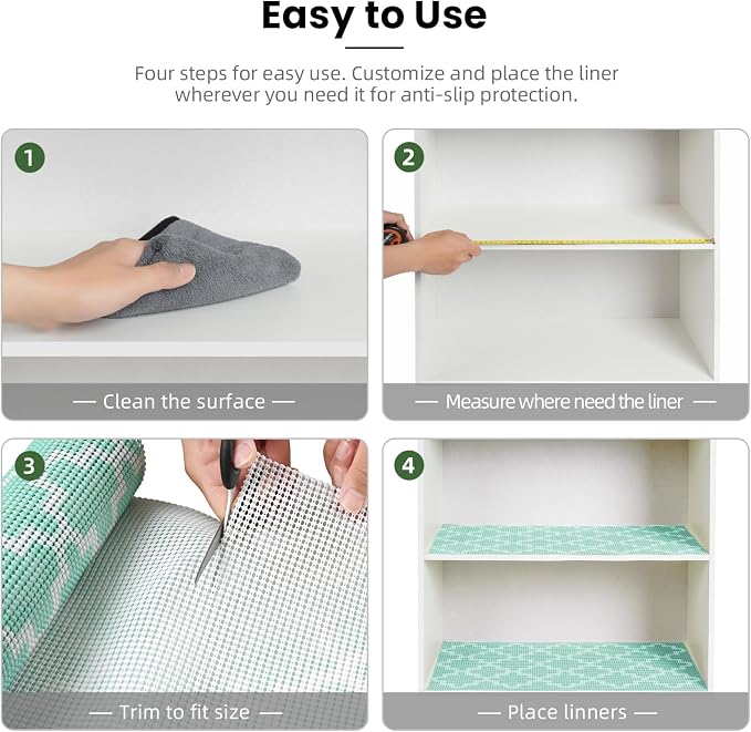 BAGAIL Drawer and Shelf Liner, 17.5 in X 20 Ft Non-Adhesive Shelf Liners for Kitchen Cabinets, Thick Strong Grip Liners for Desk, Shelves, Bathroom Drawers, Cabinet Protection - BlueQuatrefoil