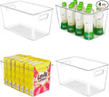 YIHONG 4 Pack Clear Storage Bins, Pantry Organizer Bins with Handle, XL | Plastic Bins, Pantry Storage Containers for Kitchen, Freezer, Cabinet, Closet, Bathroom, Under Sink Organizers and Storage