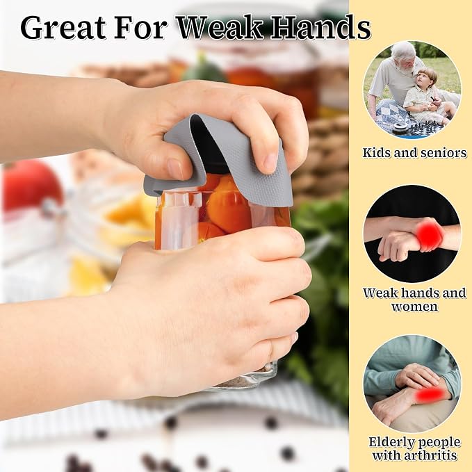 Abeillo 4PCS Jar Opener Gripper Pad, Silicone Jar Openers 5 Inch Square Multi-function Anti-Slip Coasters Bottle Jar Opener, Jar Lid Openers for Opening Cans Jars in Summer(Gray)