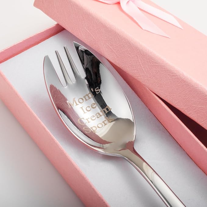 Alata Spork Gift for Mom, 1-Pack Food-grade Stainless Steel Spork, 5.7 Inches Salad Forks For Dessert, Ice Cream, Salad, Soup, Noodle, Spaghetti, Dishwasher Safe