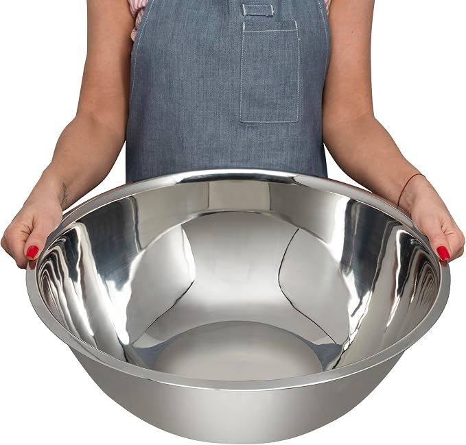 16 Quart Large Stainless Steel Mixing Bowls Set, 3-Pack, Nesting Bowls | Extra Large Commercial Grade Metal Bowls for Meal Prep, Baking, Serving, Food Storage. Rustproof & Dishwasher Safe
