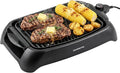 OVENTE Electric Indoor Grill, 13x10 Inch Non-Stick Plate, Black GD1632NLB | 1000W Fast Heat Up Power, Adjustable Temperature, Removable and Dishwasher Safe Grilling Plate and Drip Tray