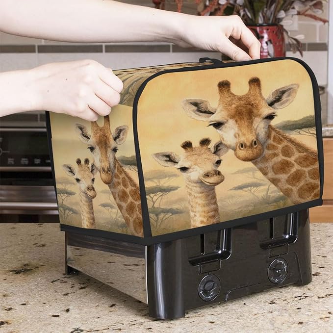 2 Slice Toaster Cover Giraffe Animal Cute Toaster Covers Two Slice Wide Slot Waterproof and Dustproof Covers for Wide Slot Toasters and Small Appliances Kitchen Decor Gifts
